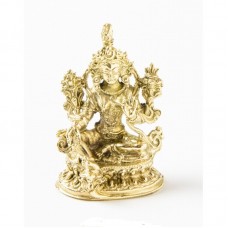 Statuie din cupru Green Tara, galben mat - 6 cm