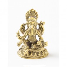 Statuie Ganesha din cupru, galben mat - 6,5 cm