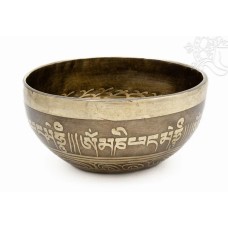 Bol tibetan, fabricat manual, din 7 metale, cu mantra, 237gr