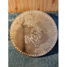 Toba Samanica special, unic, 50 cm diametru piele de Cerb Pictat